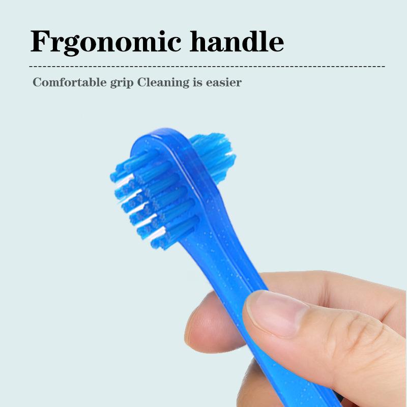 1/5/10 Pcs T-Shape Denture Dedicated Plastic Brush Toothbrush Dual Head False Teeth Brushes Braces Retainer Descaling Brush
