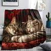 American Shorthair and Roses,pattern Flannel Blanket, High quality Comfortable for All Seasons, Home Decor, Warmth and Comfort, Perfect for Gifts.