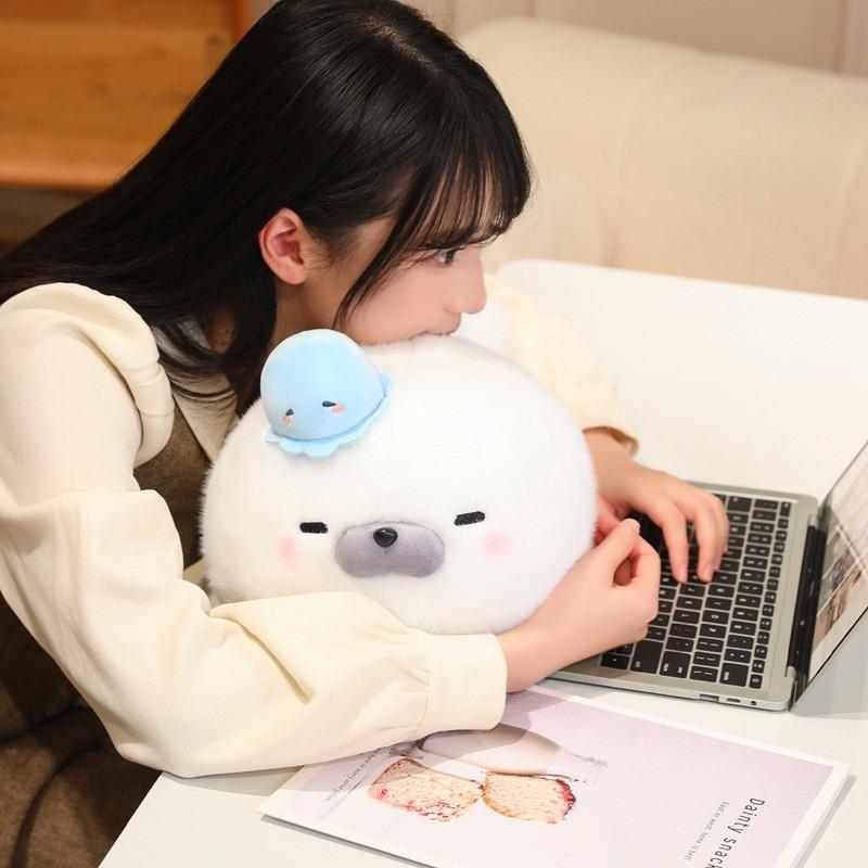 Seal Adorable Plush Toy Soft Cartoon Seal Plushie Stuffed Pillow Marine Animals Cute Kawaii Sleep Hug Pillow Birthday Gift Home Decor