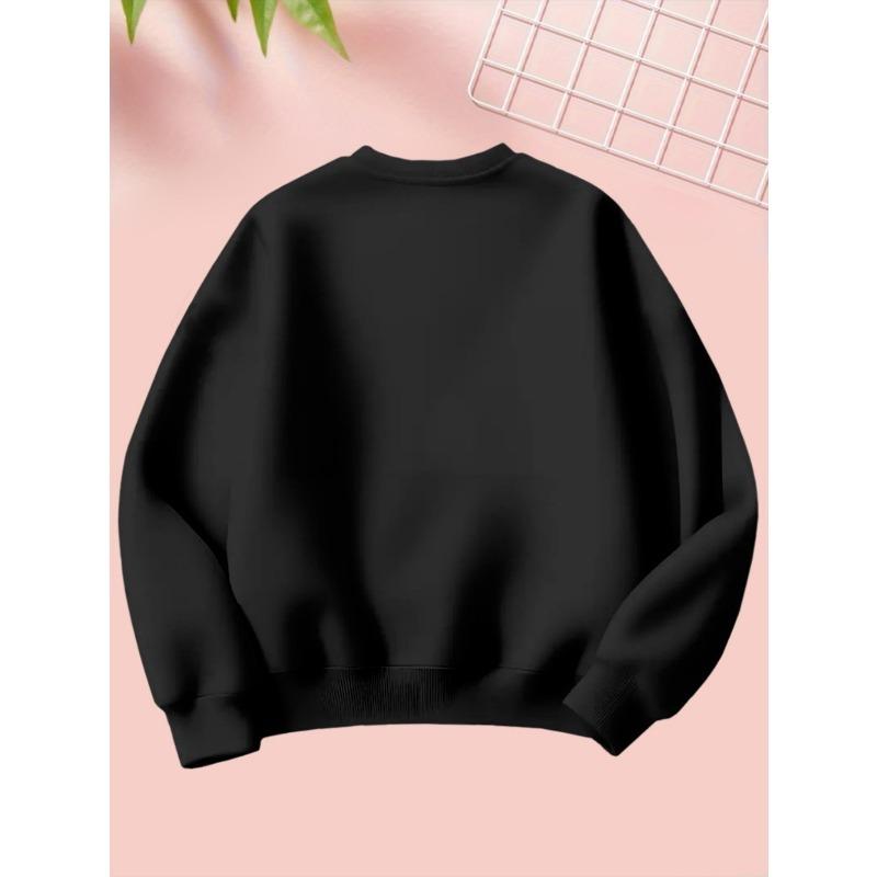 Girls' Creative "Duck Playing in Water" Element Print Crewneck Sweatshirt, Long Sleeve, Casual Style, Hand Wash or Dry Clean