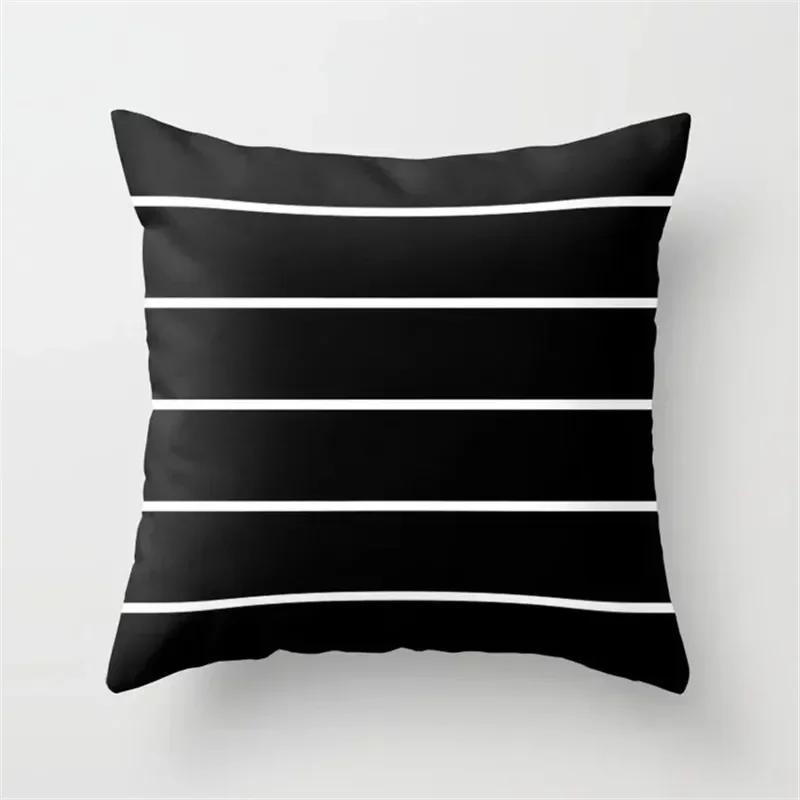 Nordic Stripes Geometric Cushions Cover  Black White Grey Polyester Pillowcase Sofa Car Home Decorative Pillow Case