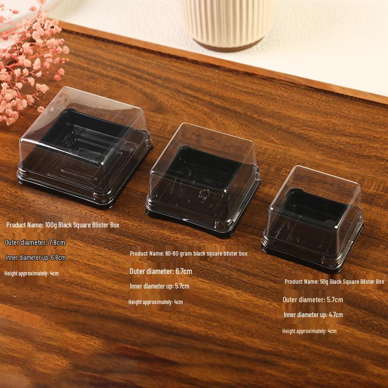 Mid-Autumn Festival Mooncake Box with Lid, Clear Cake Blister, Gold Plastic Tray