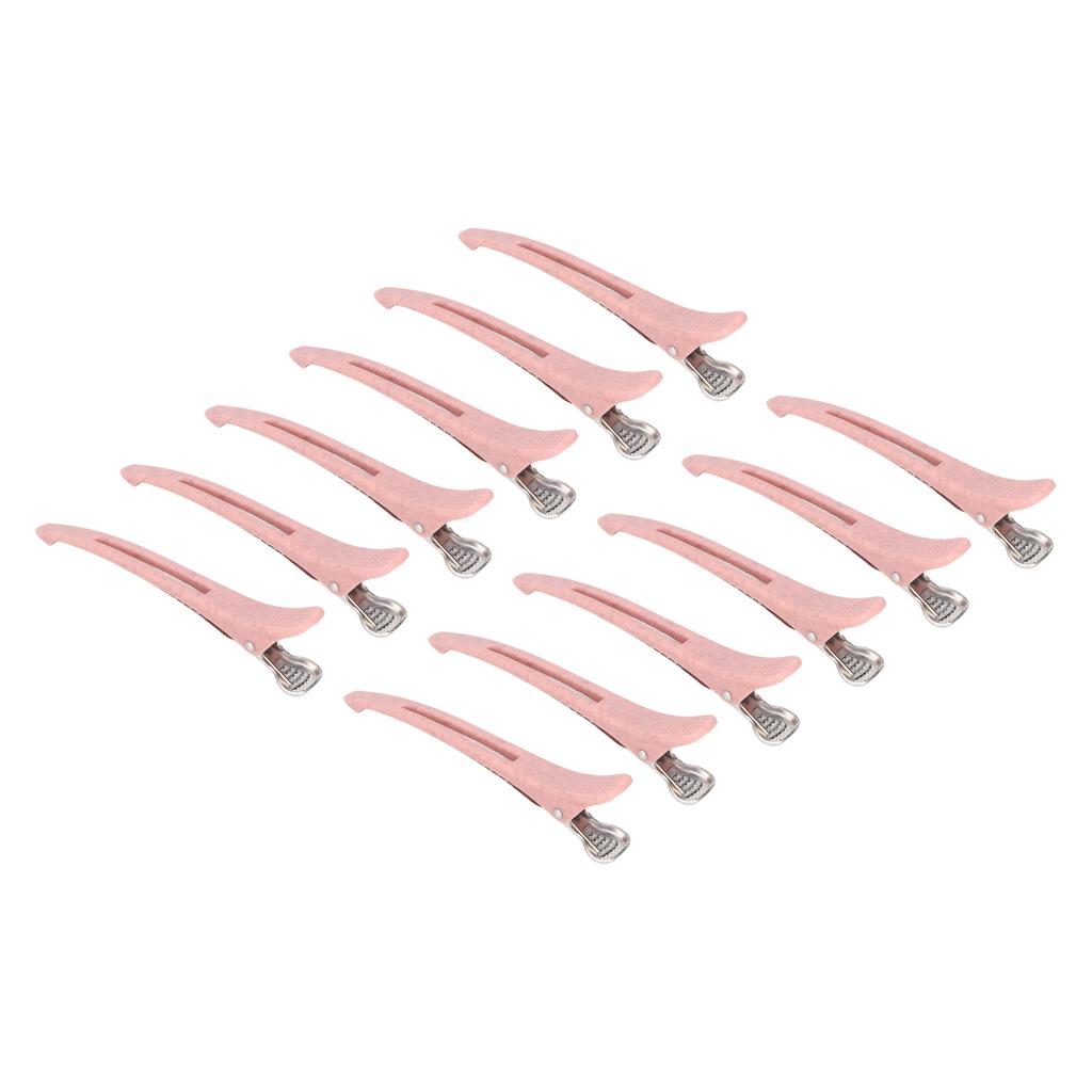 12pcs Salon Hair Clips Set Professional Home Portable Pink Sectioning Hair Clips Styling Tool
