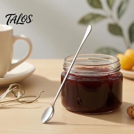 Multi Use Kitchen Spoons Stainless Steel Long Handle Mixing Spoon, Polished Metal Stirring Ice Cream Scoops Tall Glass Bar Spoon for Cocktails