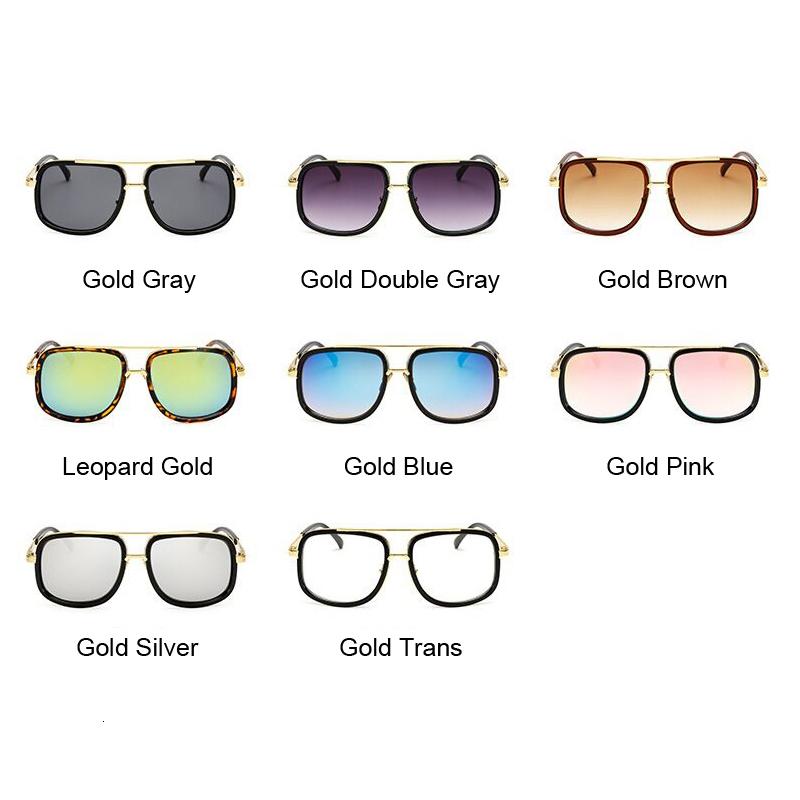 Classic Designer Flat Top Mirror Sunglasses Square Gold Frame Unisex Superstar Oversized UV Protection Men Women Fashion