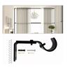 3PCS Adjustable Curtain Rod Brackets Iron Curtain Rod Support Hanger for Wall Black