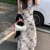New Chinese ink butterfly printing suspender dress femininity high-end long skirt 2026 summer new