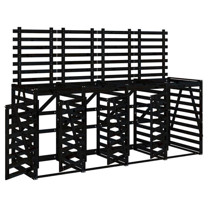 VidaXL Abri pour Poubelle Quadruple sur Roulettes, Cache-poubelle avec Porte et Couvercle, Hangar à Poubelles avec Rangement 3157701
