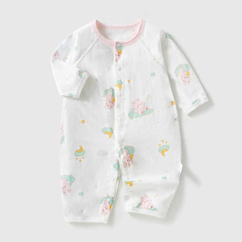 Summer Baby Romper - Long Sleeve, Thin Style, Pure Cotton, Seamless Class A Jumpsuit