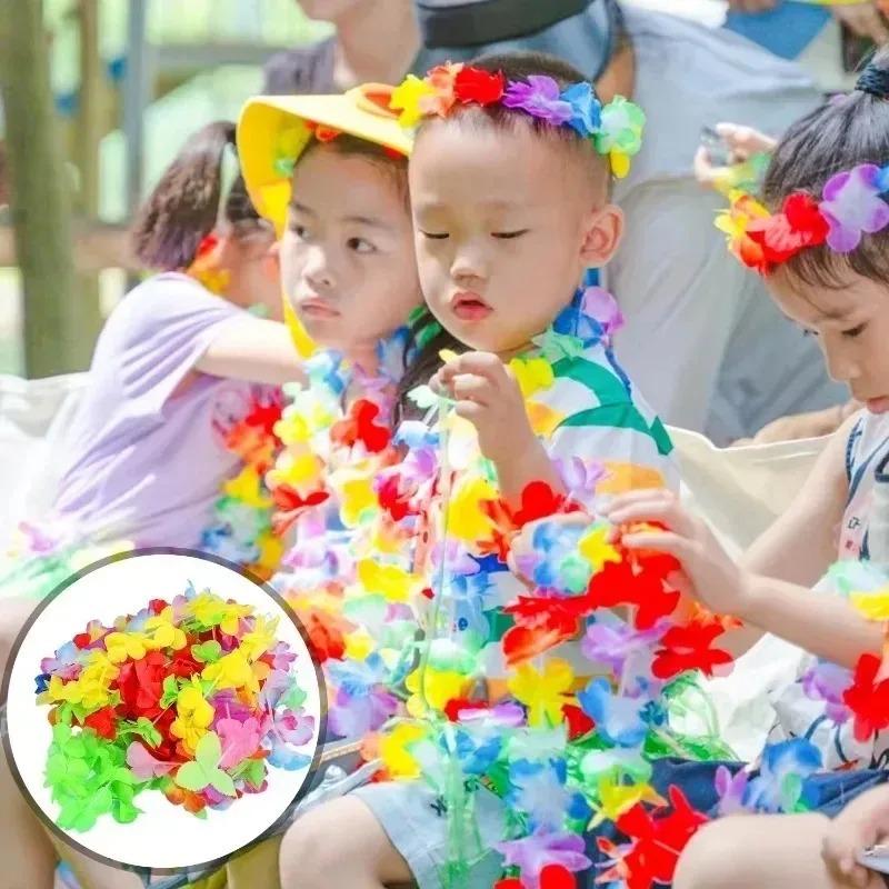 5-50Pcs Artificial Flower Wreath Hawaiian Dance Theme Party Garland Summer Beach Wedding Birthday Party Decorative Supplies
