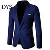 Suit Jacket Men Blazer Single Button Solid Color Turndown Collar Lapel Plus Size Slim Pockets Coat for Office Male