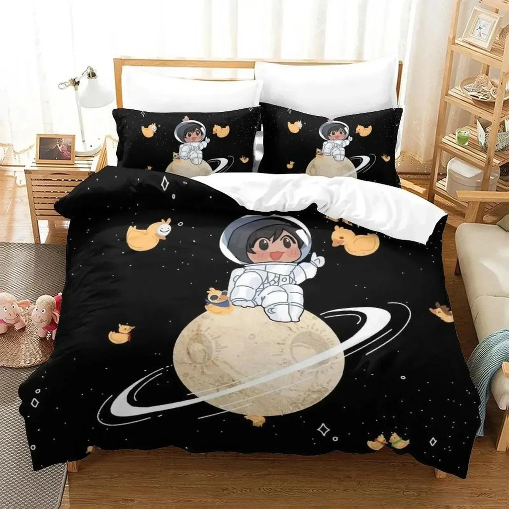 3D Cartoon Quackity Duck Bedding Set Duvet Cover Bed Set Quilt Cover Pillowcase Comforter King Queen Size Boys Adult Bedding Set
