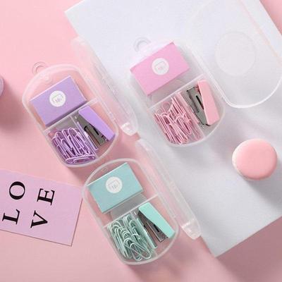 Mini Morandi Renkli Metal Zımba Seti Zımbalar Bağlama Aletleri Kırtasiye Ofis Okul Öğrenci Malzemeleri