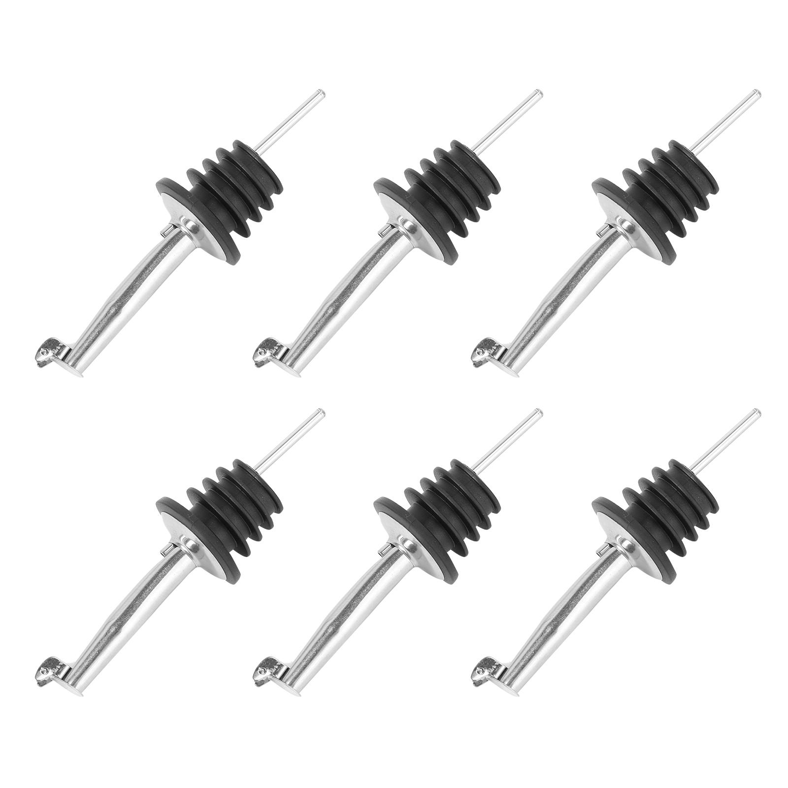 

6pcs Stainless Steel Olive Oil Pourers Bottle Pourer Spout Dispenser with Covers чёрный