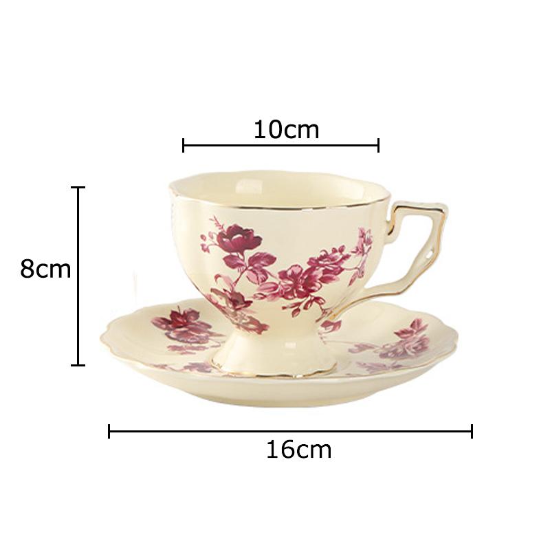 Golden Edge Ceramic Cup&saucer Pattern Floral Coffee Mug Dining Table Milk Mugs Afternoon Tea Teacup Fruit Juice Container