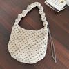 Plush Tote Bag Hot Korean Polka Dot Shoulder Bag Adjustable Drawstring Crossbody Bag Commuter Zipper Tote Bag Travel Storage Bag