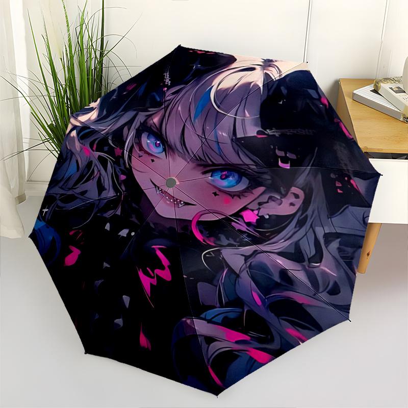 

1pc Vampire Theme Automatic Opening/Closing Umbrella with Star Print, Portable Folding Design, 8-Rib Iron Frame Outdoor Umbrella, Ideal Gift for
