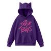 Ladies Fashion Casual Long Sleeve Printed Round Neck Hoodie Pullover Top With  Pockets