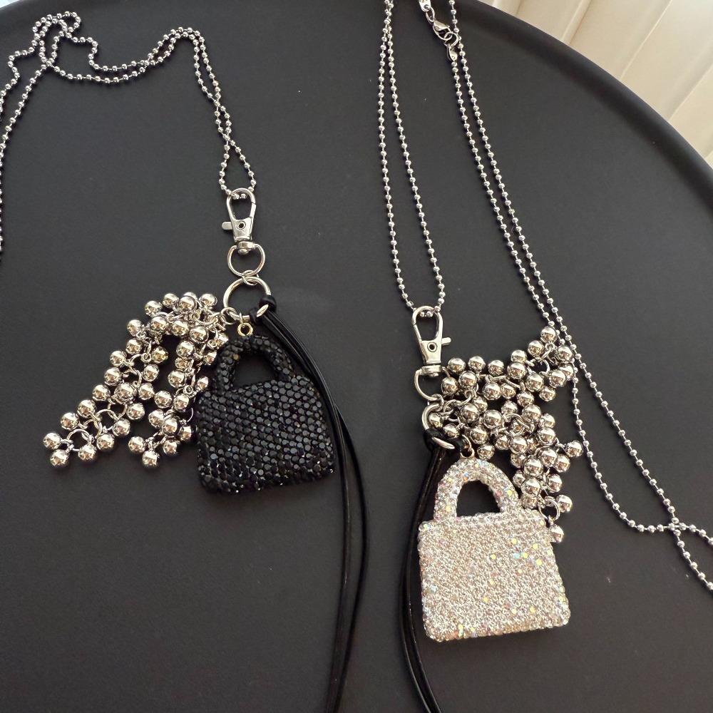 Retro Fashion Sweater Chain Long Tassel Pendant Necklace Vintage Small Bag Long Necklace  for Women