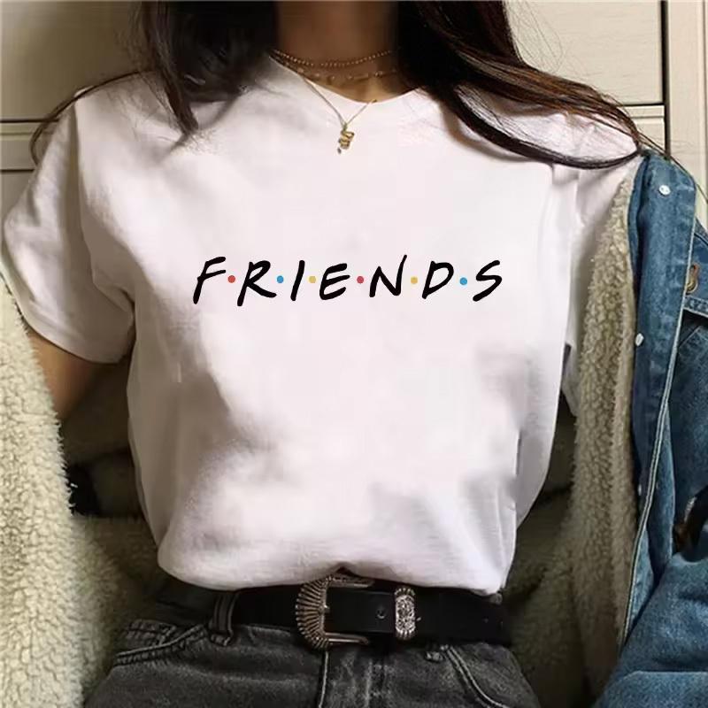 Friends Tv Shirt Women Vintage 2000s Graphic Trendy Breathable Graphic Harajuku Hip Hop University Anime Aesthetic Pop Culture