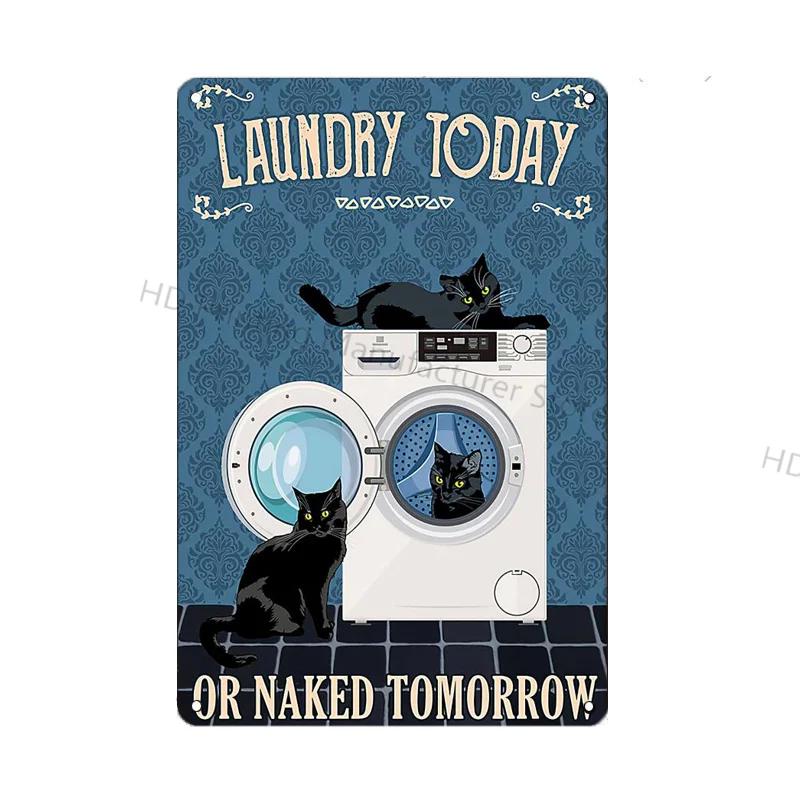 Black Cat Vintage Metal Sign Metal Retro Tin Plaque Poster For Bedroom Living Room Pet Shop Wall Decor Pin Up Funny Cat Plate