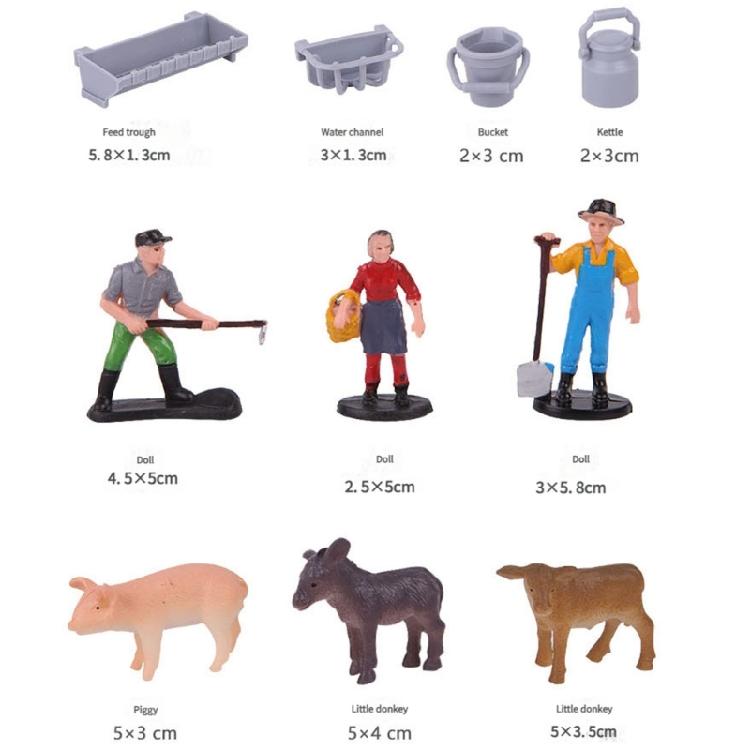 Farm Exploration Decoration Set 21 Piece Realistic Miniature Farm Animals Farmer Figures Imaginative Educational Playset