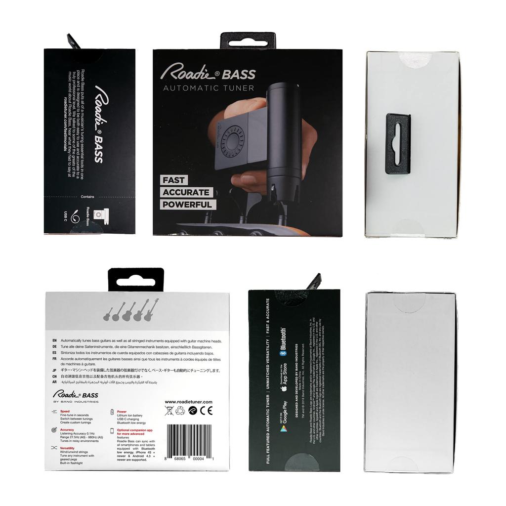 Roadie Bass - Standalone Tuner for Stringed Instruments (bass, Guitar, Mandolin, Banjo, Ukulele) with Smartphone Compatibility and Bluetooth App