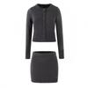 Womens Knit Cardigan Short Top Slim Skirt Set Streetwear