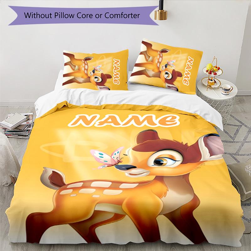 3pcs Bambi3 Cover Set - Personalized Name, HD Printed Bedding with 1 Cover and 2 Pillowcases - Perfect for Home Decor, Easy Care