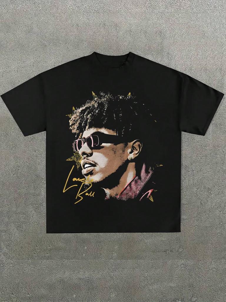 Ball Tribute Graphic Black TShirt Casual Print Comfortable And Versatile Pure Cotton Printed TShirt Unisex Style