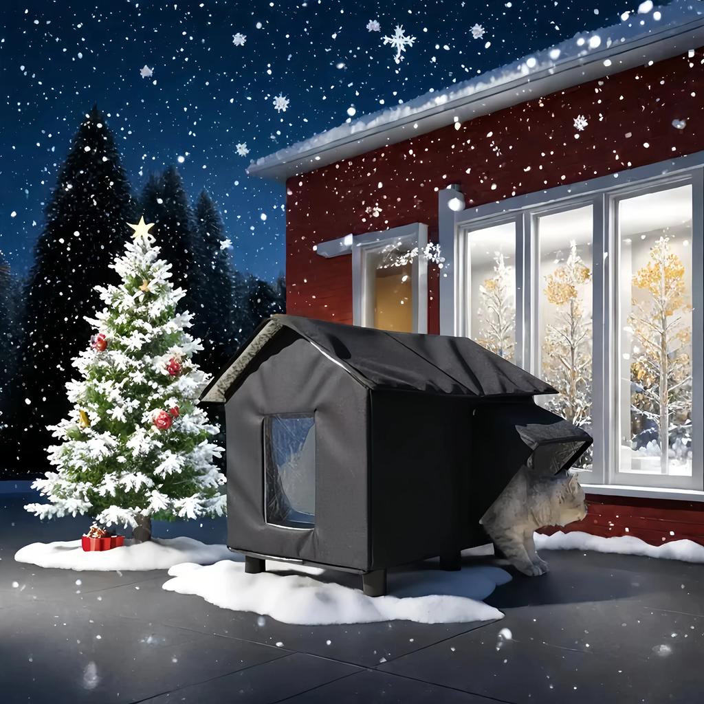 High-capacity Stray Cat House Outdoor Feral Cat Houses Foldable Bracket Pet Tent Cold Resistant Pet House Winter Warm for Outsid