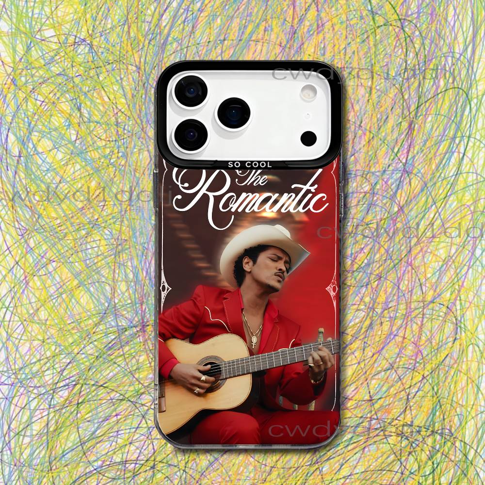 

B-Bruno Mars The Romantic Phone Case For iPhone 17,16,15,14,13,12,X,8,Pro,Max,Plus,SE4,Air,Mini HD Black IMD Matte iPhone14Plus