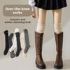 Autumn Knee-high Socks, Solid Color for Calves, Spring Color-blocked Women's Long Socks, Long Tube Versatile Pile Socks, Women's Socks