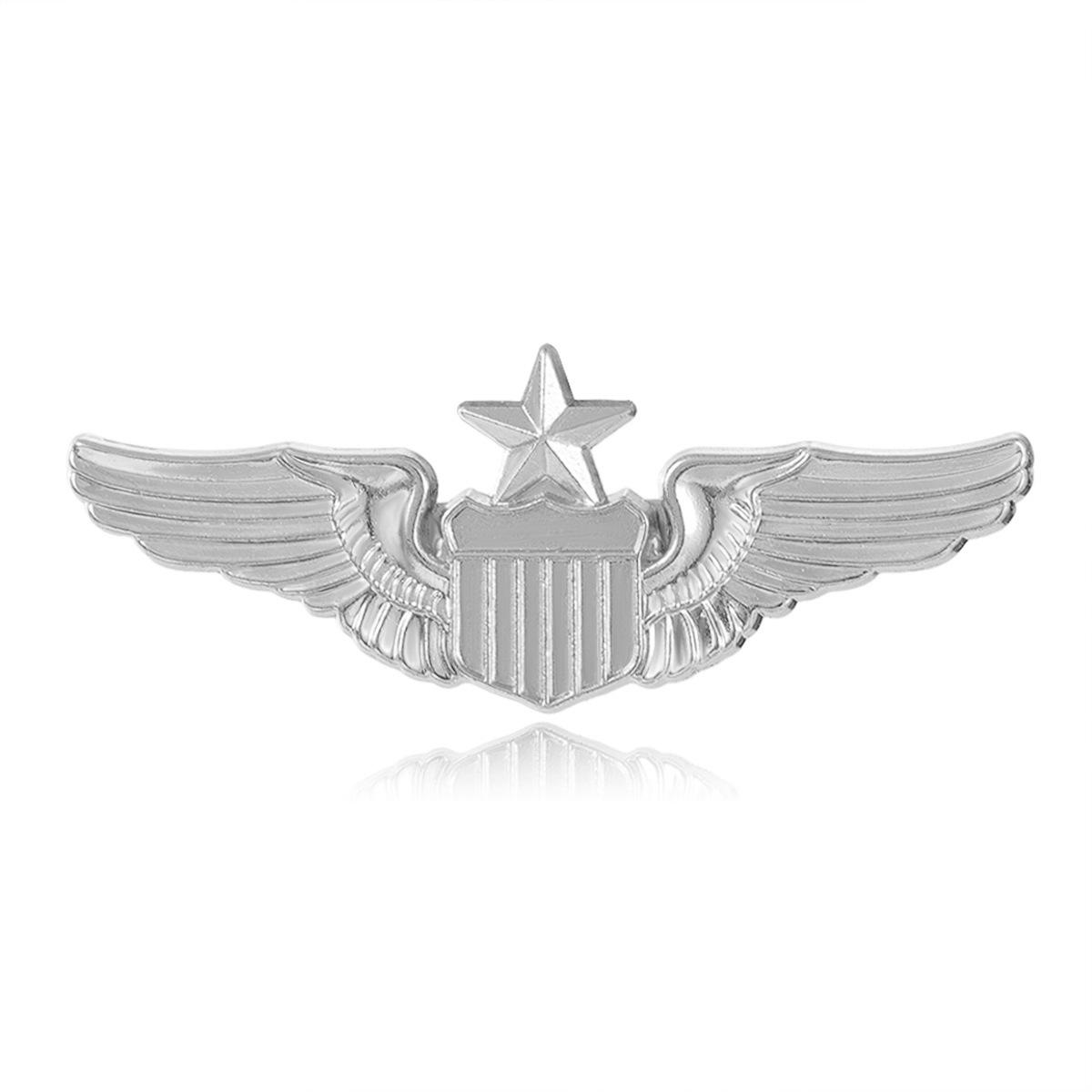 European Hot-Selling Pilot Aviation Badge Brooch - Metal Eagle Wings Pin серебряный