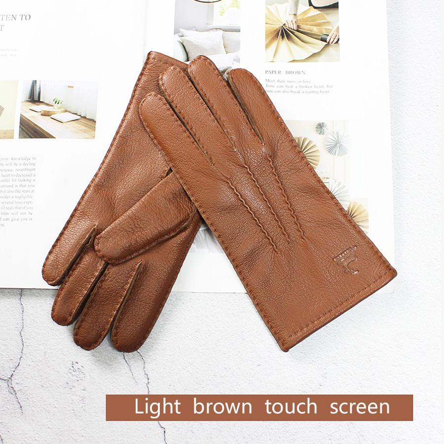 Touch Screen Genuine Leather Deer Skin Gloves For Women Retro Style Autumn and Winter Driving Warm Motorcycle Riding Gloves