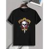Skull & Rose Print, Men's Graphic Design Crew Neck T-shirt, Casual Comfy Tees Tshirts For Summer