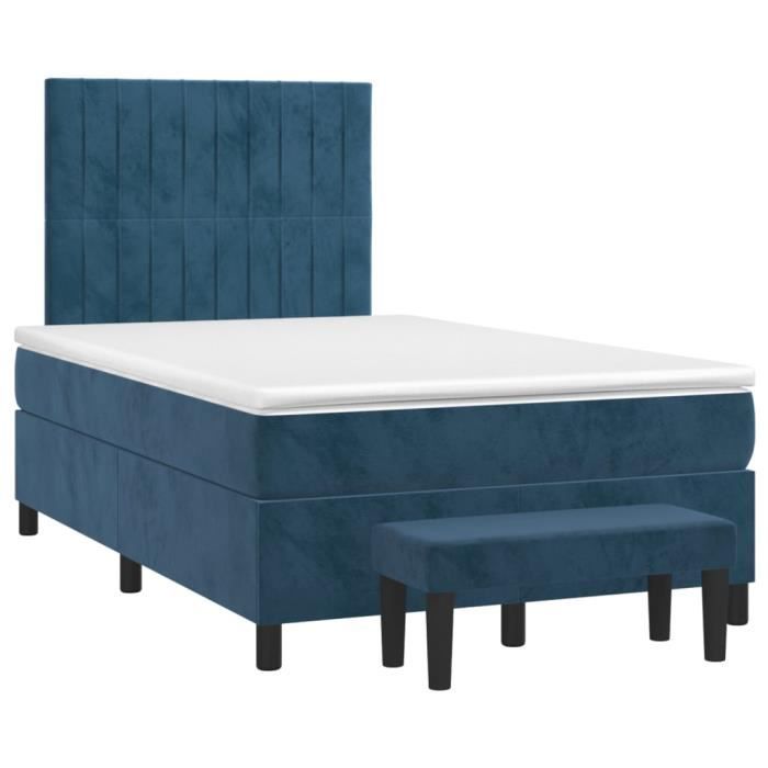 3137957 vidaXL Divan Bed and Mattress Dark Blue 120x200cm Velvet