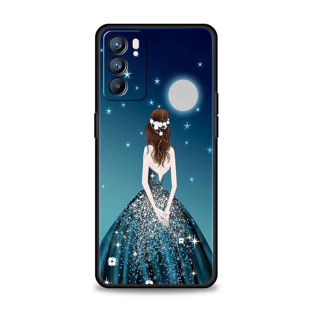 Fashion Pretty Girl Evening Dress Case For Oppo Reno14 Reno13 Reno12 11 F 10 Find X5 X9 Pro A54 5G A53 A9 A78 4G A80 A98 Cover