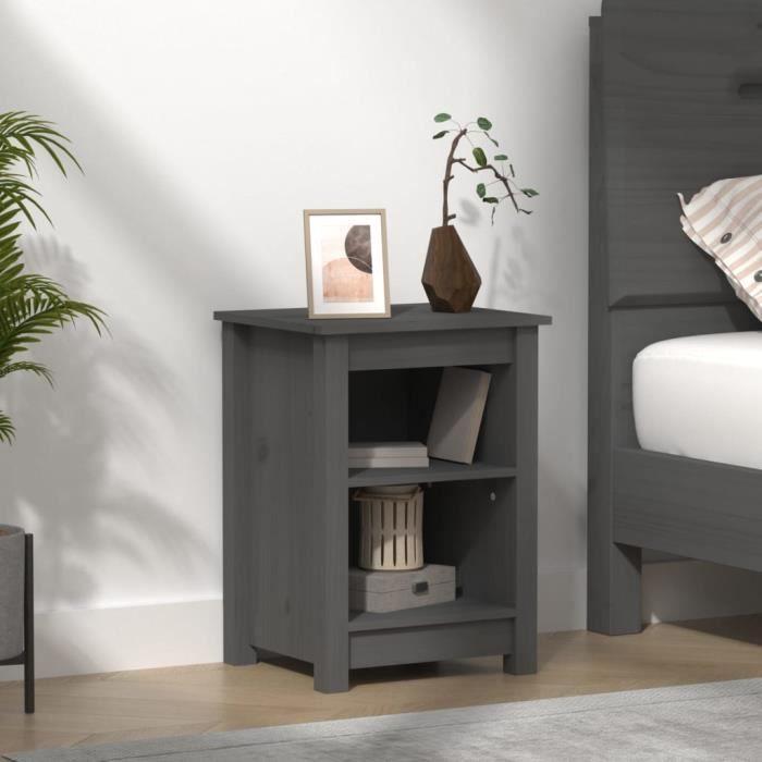 VidaXL Table de chevet Gris 40x35x55 cm Bois de pin solide 820960