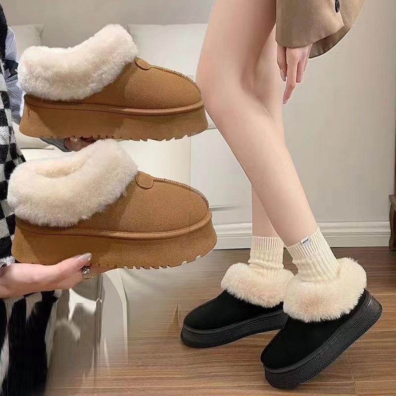 Women's Winter Fleece Lined Snow Boots Thickened Warm Short Boots Platform Heightening Cotton Boots