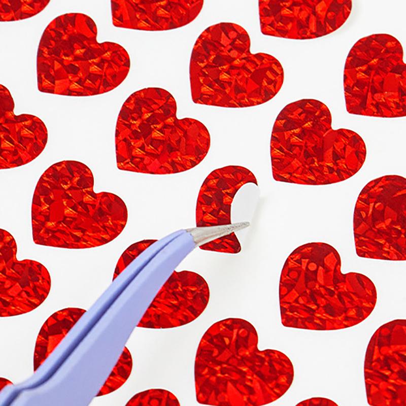10 Sheets Laser Small Heart Stickers Glitter Shiny Red Gold Silver Valentine Stickers Diy Journal Diary Decoration Stickers
