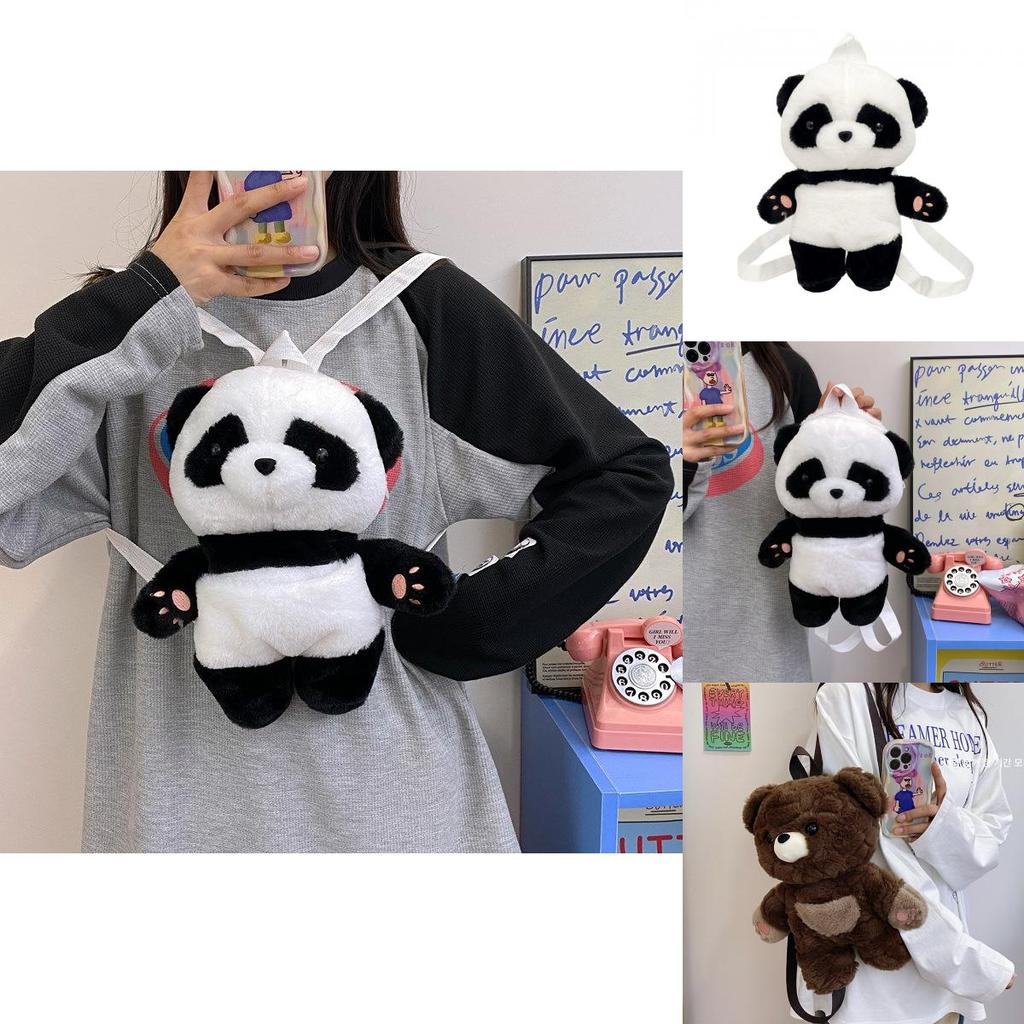 Cartoon Plush Bear Backpack With Soft Fabric For Casual Travel And Day Trips