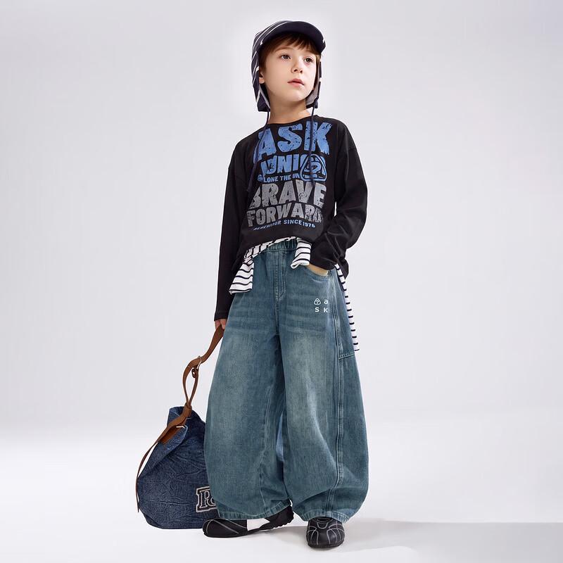 ASK JUNIOR 2026 Autumn Boys' Wide-Leg Straight Jeans