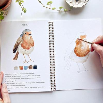 Aquarell-Arbeitsbuch Anfängerfreundliches Aquarell-Zeichenset Wasserfarbenbücher-Set mit Pinsel für Kind Jungen Mädchen Kind Erwachsene