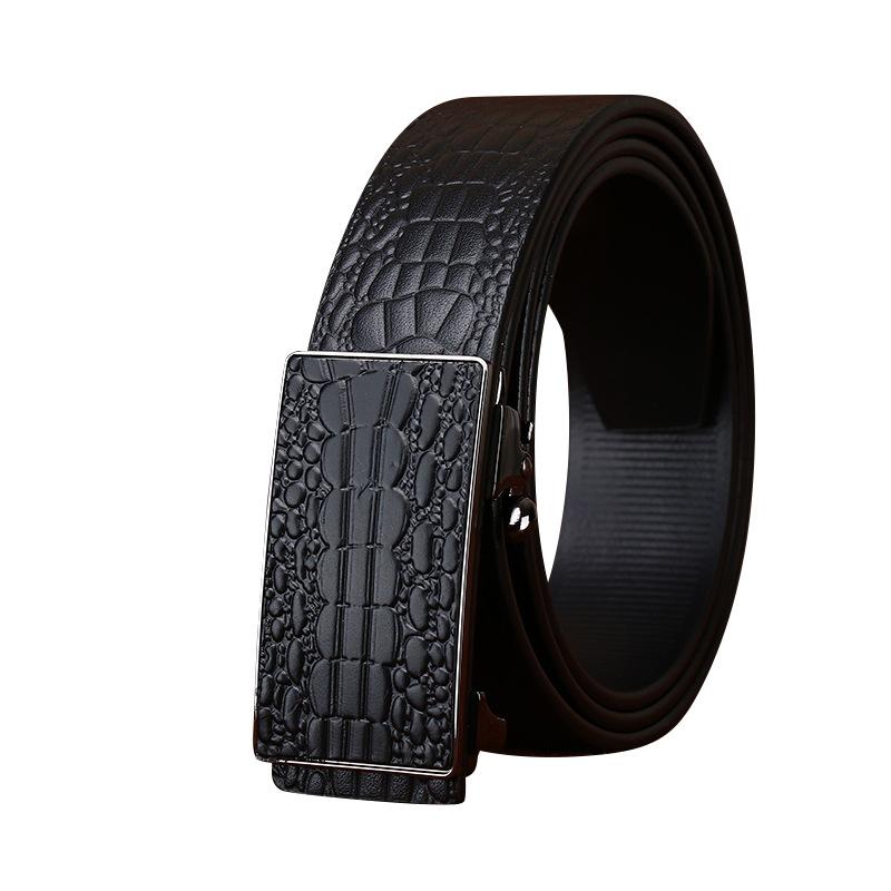 Toothless Automatic Buckle Crocodile Embossed Belt Men'S Leather Belt Men'S Versatile Light Luxury Business Dress Pants Belt