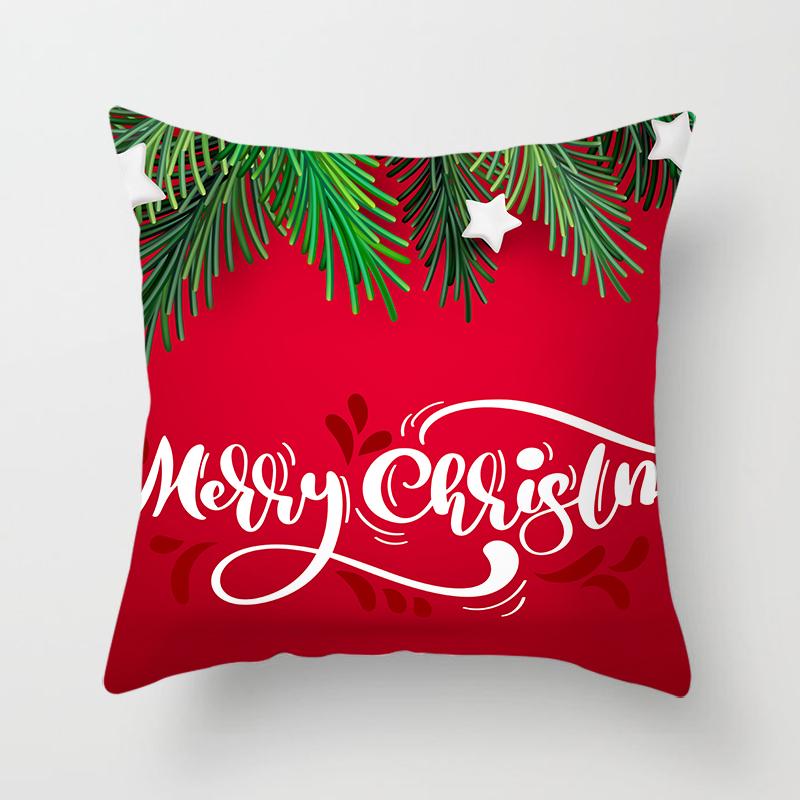 Merry Christmas Printed Green Pillowcase  Style Cushion Cover Home Sofa Decor Throw