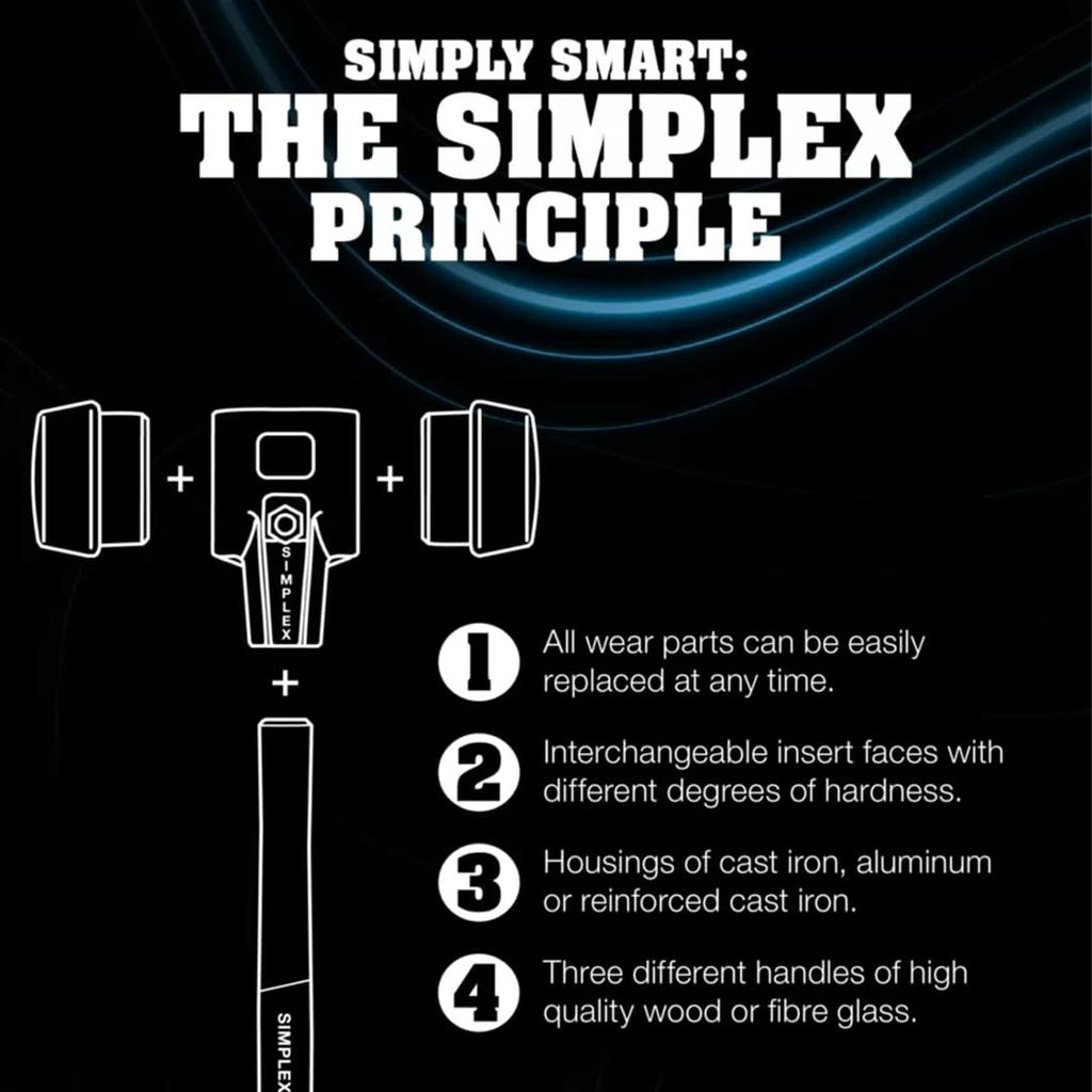 ROEMHELD HALDE Simplex Kunststoffhammer Gummi Kunststoff Durchmesser 50 (Schwarz) (rot) 3026.050