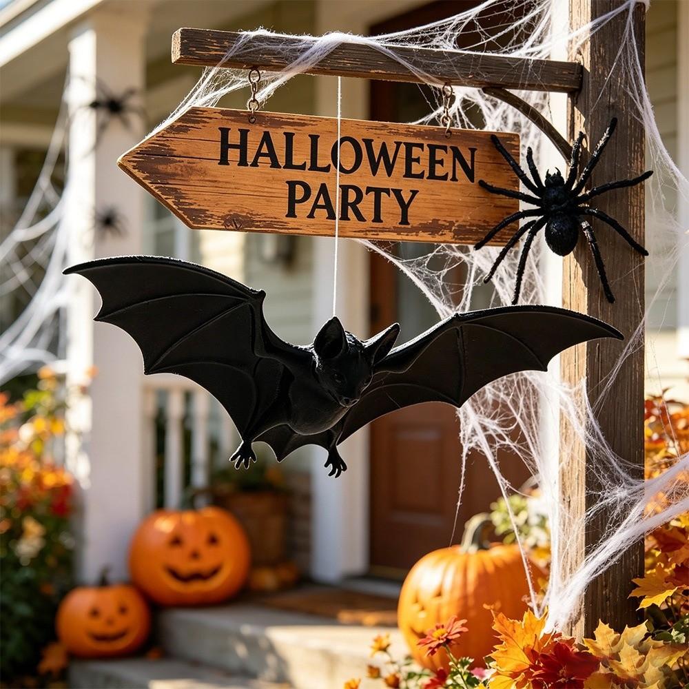 PVC Halloween Bat Hanging Ornament 3D Black Bat Handmade Bat Decorative Hanging Pendant Gothic Style DIY Craft