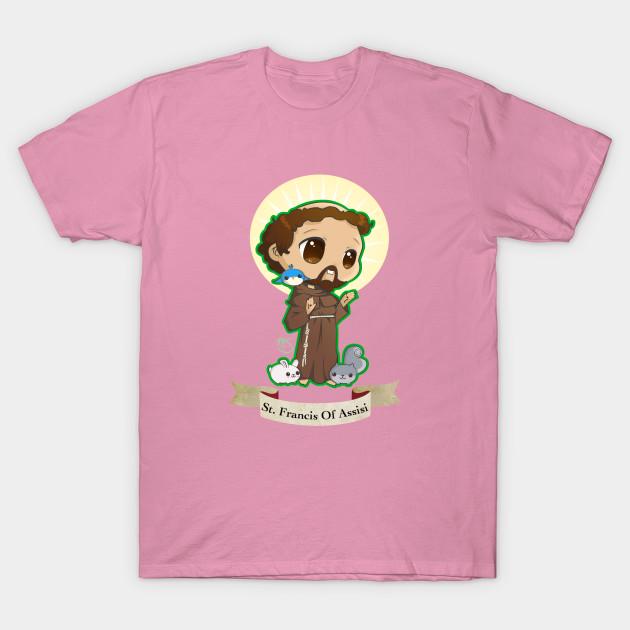 T Shirt Women Chibi St. Francis Of Assisi Harajuku Print Kawaii Tshirt Summer Short Sleeve Female T-Shirt Top Tee