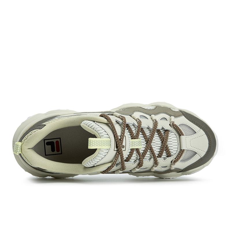 FILA FLUID 7 Abrasion Resistant Lightweight Breathable Low top Chunky Sneakers Men's Light Gray Yellow/Asparagus White F12M632103FBA